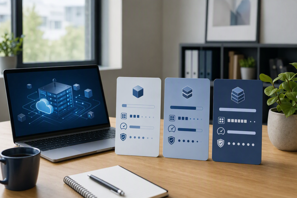 Vergelijking van cores en RAM in Basic, Premium en Premium Plus webhosting