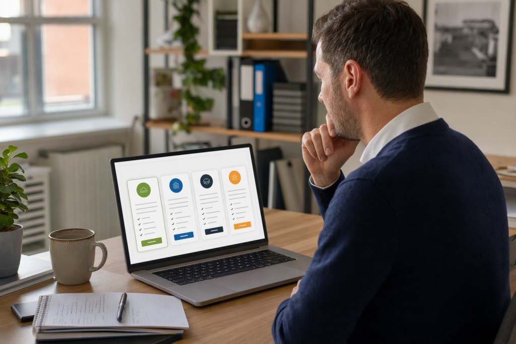 Starter kiest een passend webhostingpakket voor een bedrijfswebsite